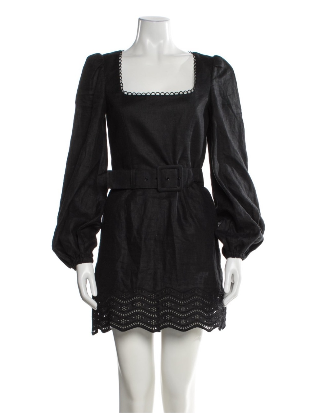 Rebecca Vallance Zahara Black Belted Linen Mini Dress